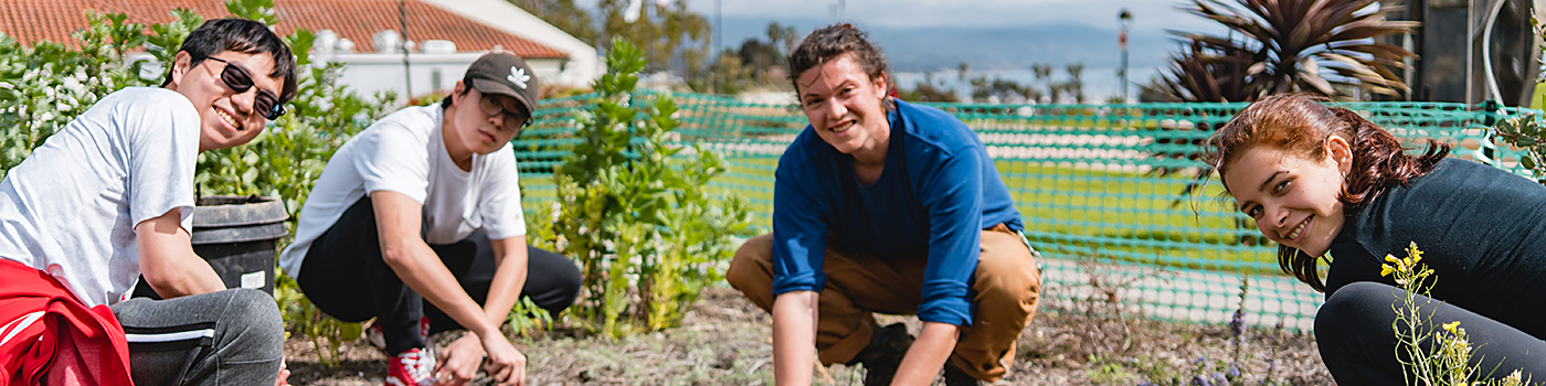 Students working in the Permaculture Garden